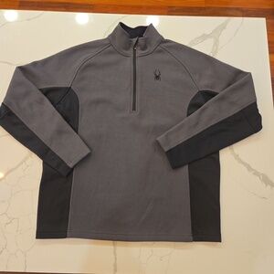 Spyder Soft Shell 1/4 Zip Fleece Pullover Sweater Jacket Mens Size XL Black Gray